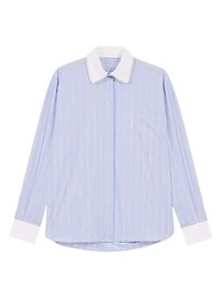 Striped Shirt with Beaded Collar