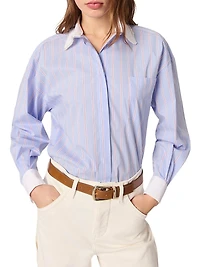 Striped Shirt with Beaded Collar