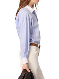 Striped Shirt with Beaded Collar