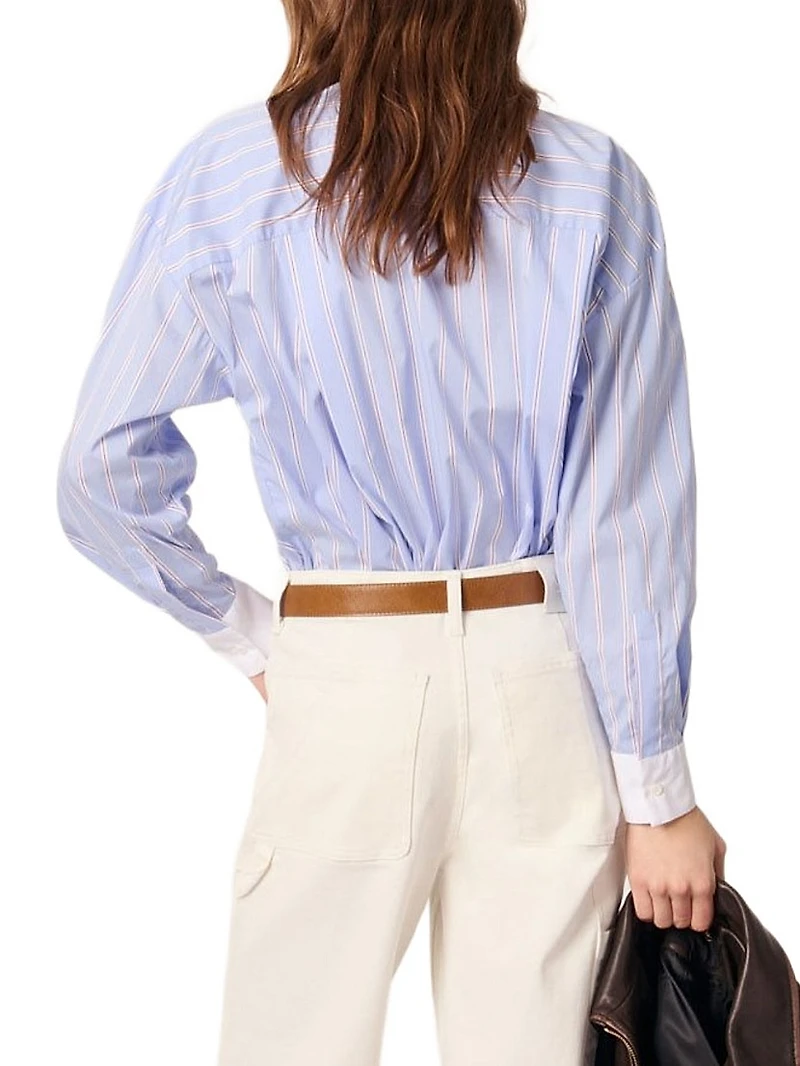 Striped Shirt with Beaded Collar