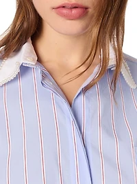 Striped Shirt with Beaded Collar