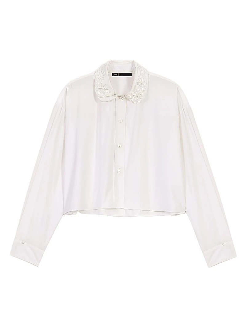 Short Shirt with Embroidered Collar
