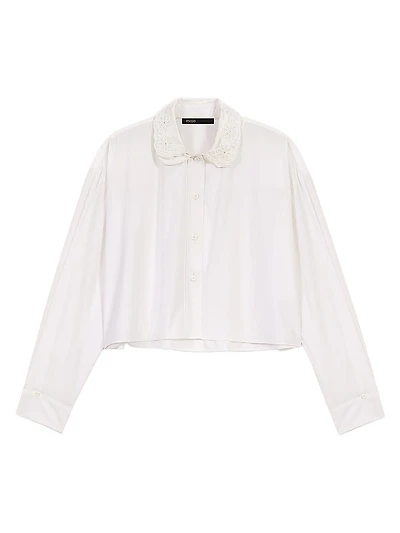 Short Shirt with Embroidered Collar