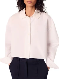 Short Shirt with Embroidered Collar