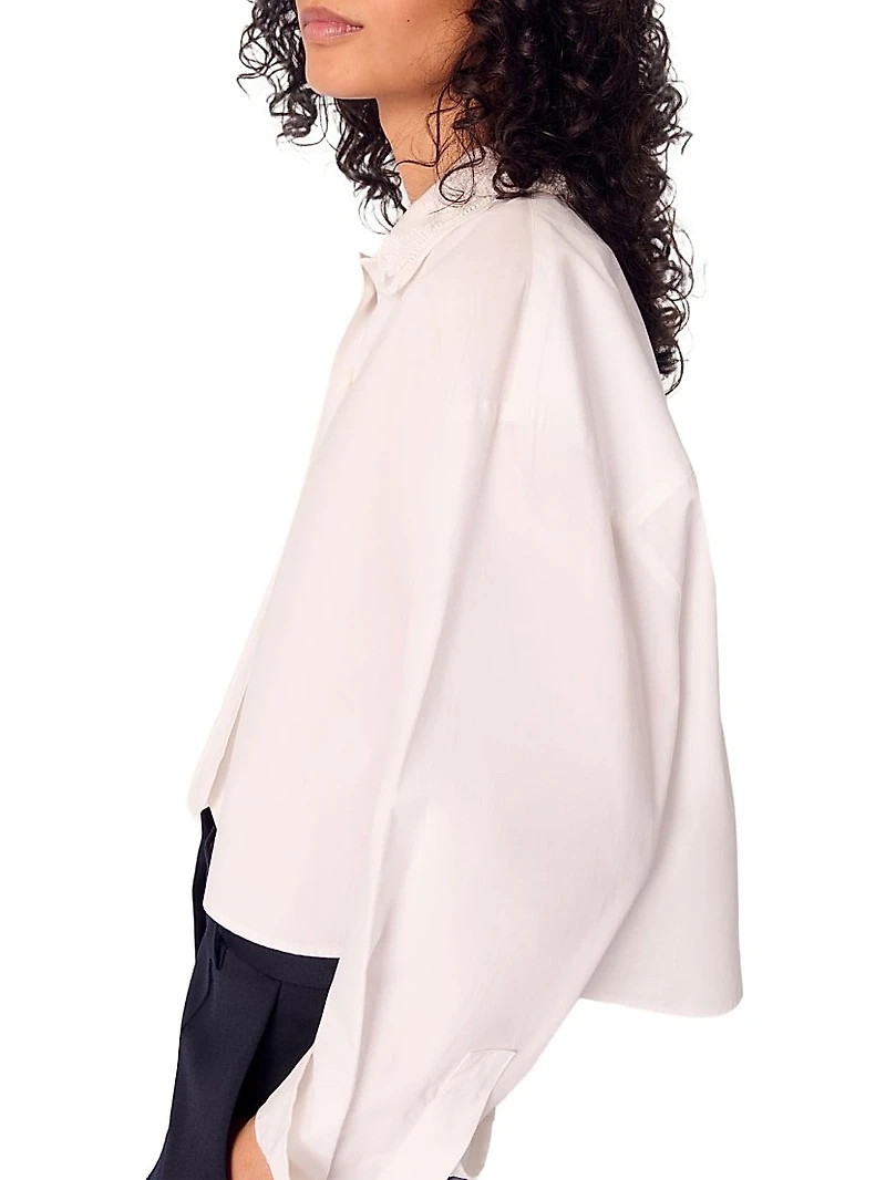 Short Shirt with Embroidered Collar