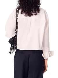 Short Shirt with Embroidered Collar