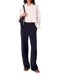 Short Shirt with Embroidered Collar