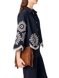 Cropped Blouse with Crochet Detail