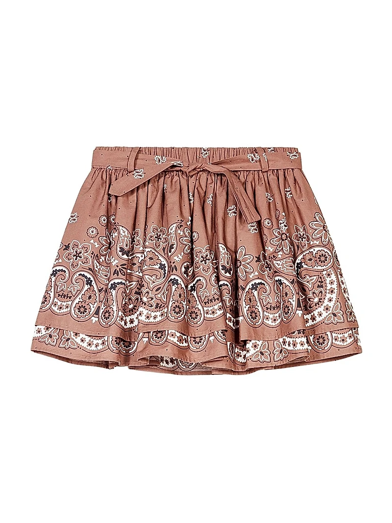 Print Mini Skirt with Rhinestones