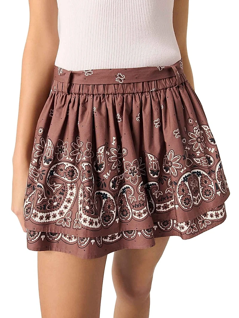 Print Mini Skirt with Rhinestones