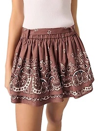 Print Mini Skirt with Rhinestones