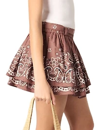 Print Mini Skirt with Rhinestones