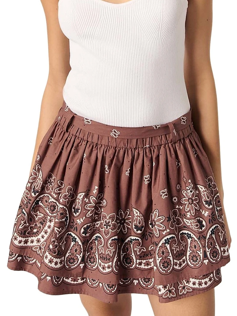 Print Mini Skirt with Rhinestones