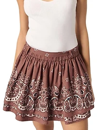 Print Mini Skirt with Rhinestones