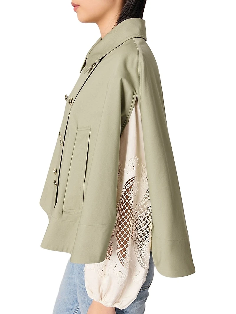 Short Cape-Effect Trench Coat