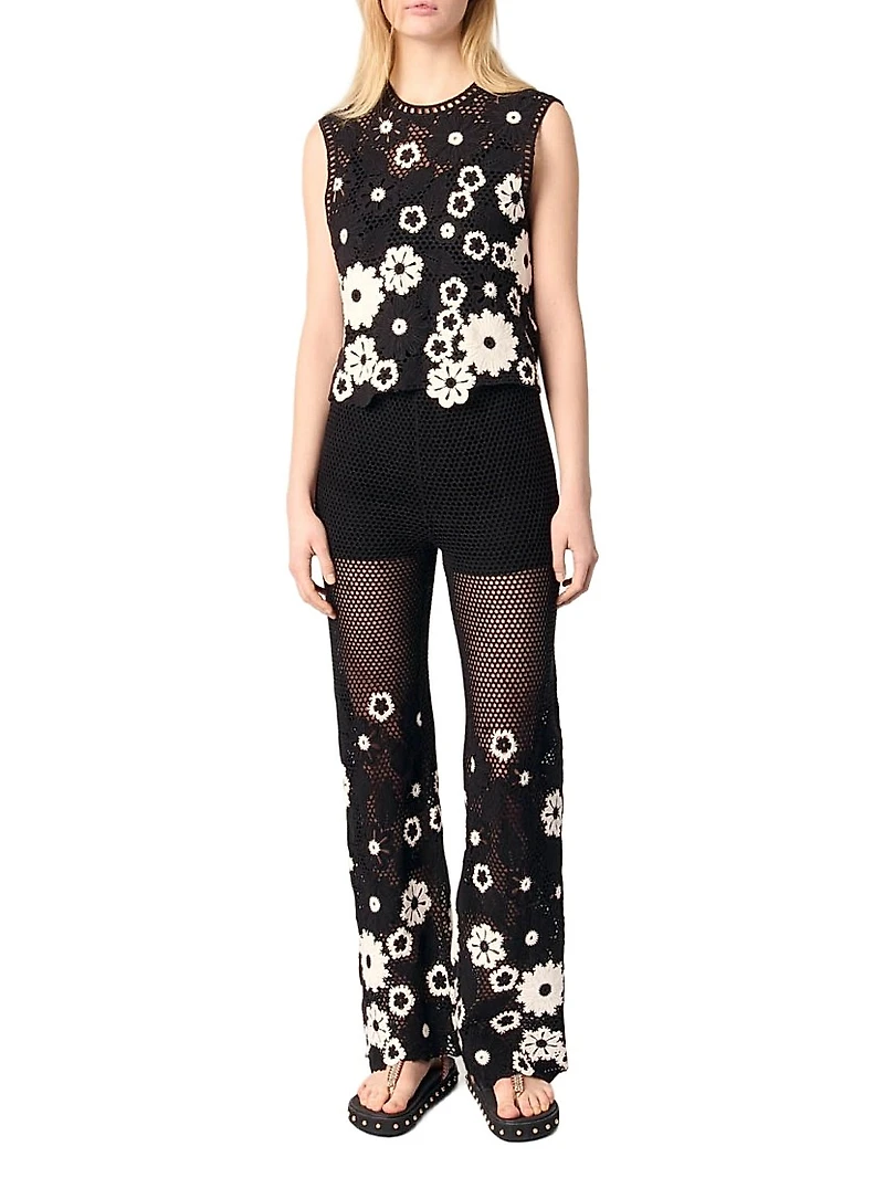 Floral Crochet Trousers