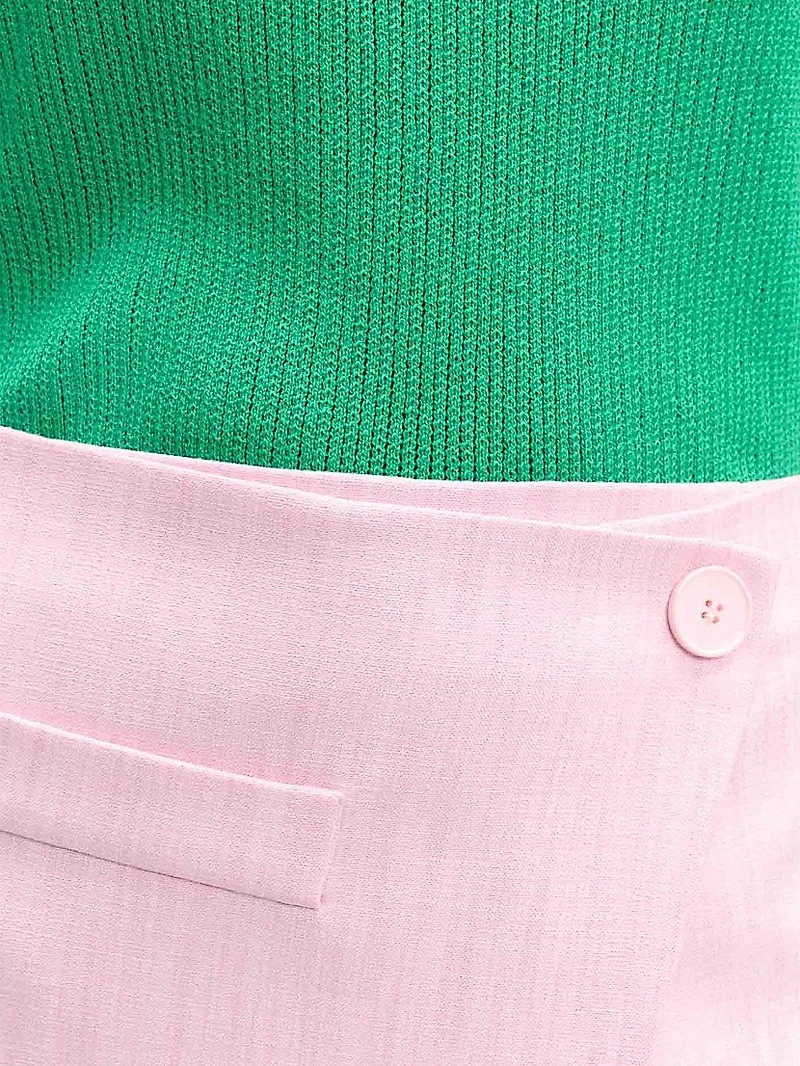 Pointelle Knit Crochet Polo Shirt