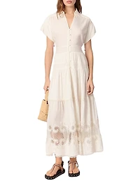 Embroidered Ruffled Maxi Dress