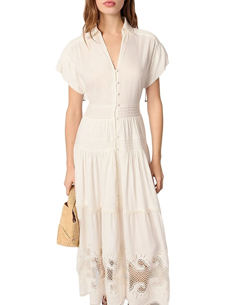 Embroidered Ruffled Maxi Dress