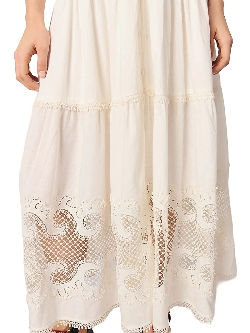 Embroidered Ruffled Maxi Dress