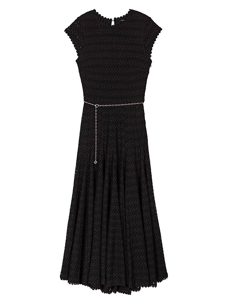 Crochet-Knit Midi Dress