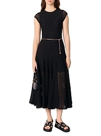 Crochet-Knit Midi Dress