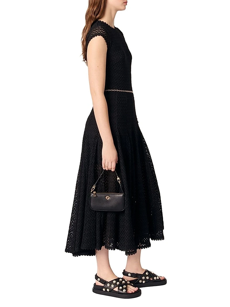 Crochet-Knit Midi Dress