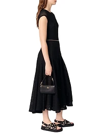 Crochet-Knit Midi Dress