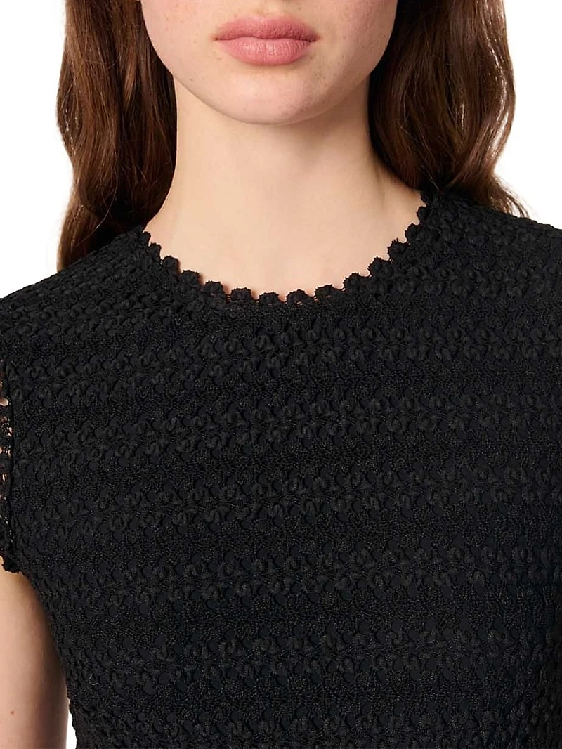 Crochet-Knit Midi Dress