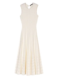 Beaded Pointelle Knit Maxi Dress