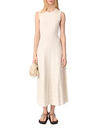Beaded Pointelle Knit Maxi Dress