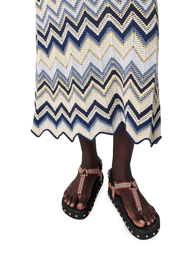 Crochet-Knit Midi Dress