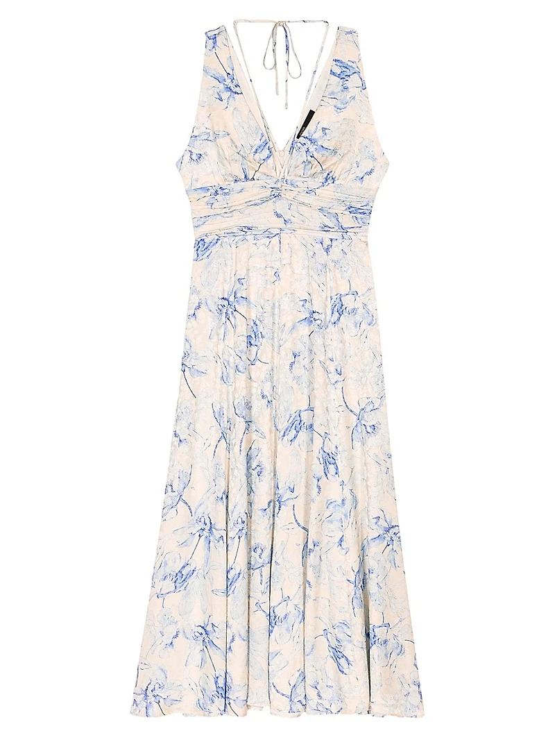 Patterned Maxi Dress with Lacing