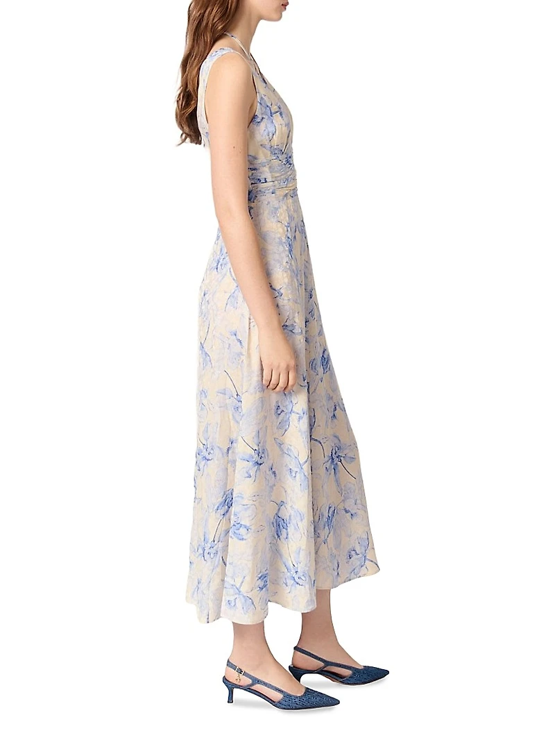 Patterned Maxi Dress with Lacing