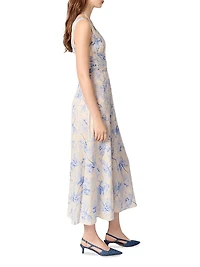 Patterned Maxi Dress with Lacing