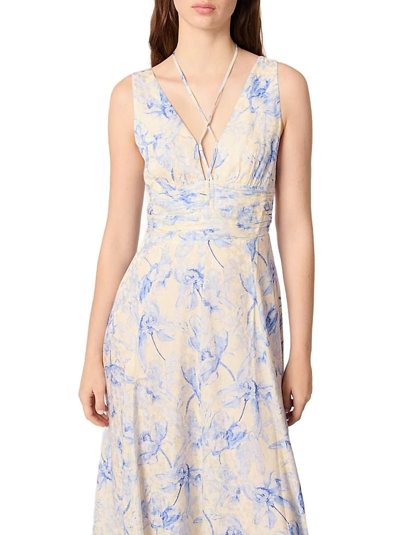 Patterned Maxi Dress with Lacing