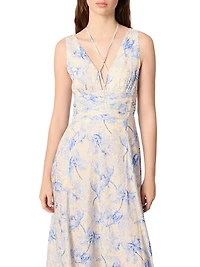 Patterned Maxi Dress with Lacing