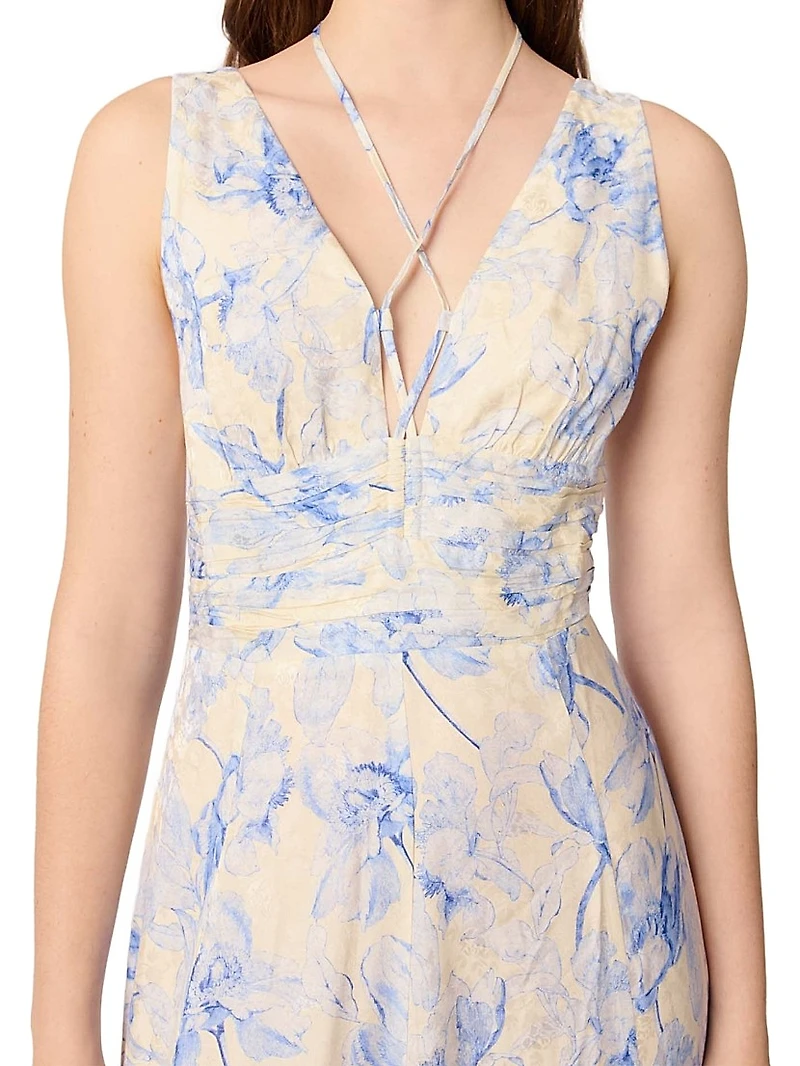 Patterned Maxi Dress with Lacing