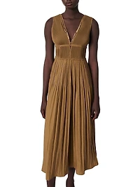 Jewellery Neckline Pleated Dress