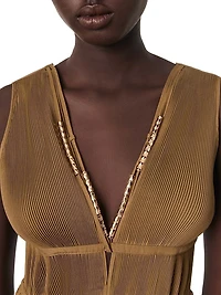 Jewellery Neckline Pleated Dress