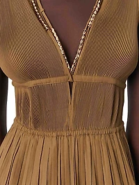 Jewellery Neckline Pleated Dress