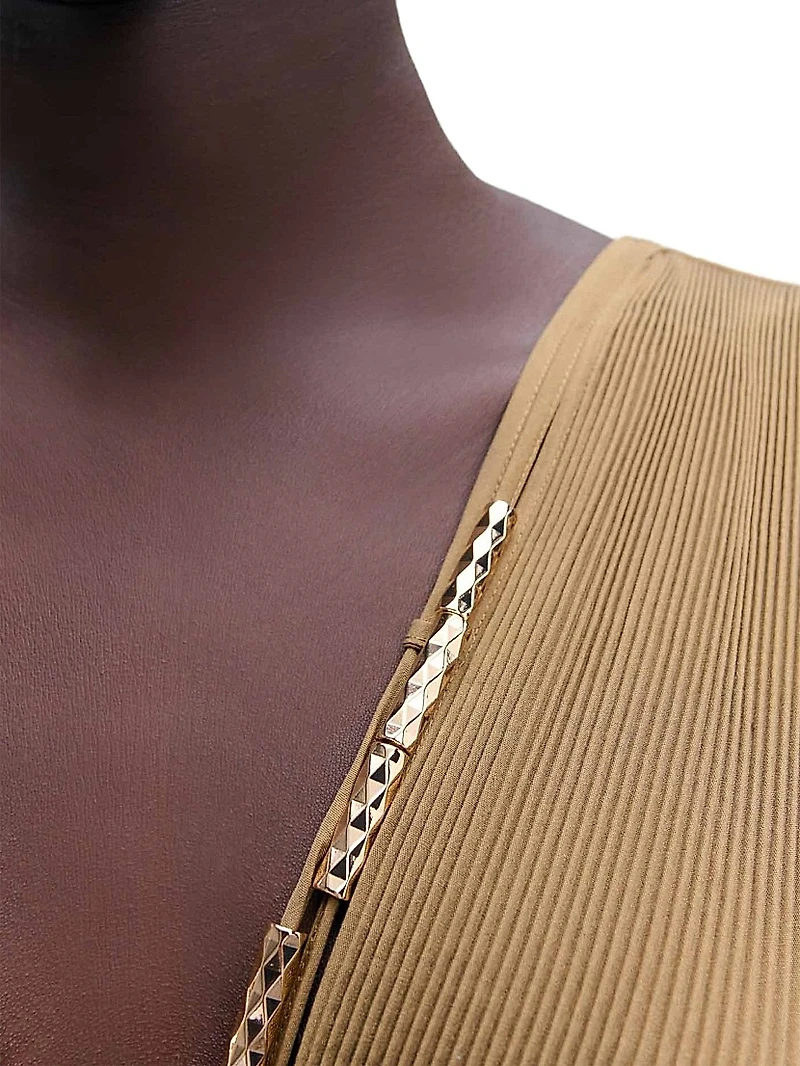 Jewellery Neckline Pleated Dress