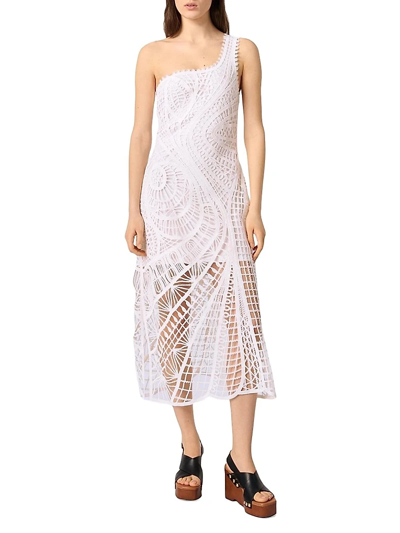 Asymmetrical Crochet Midi Dress