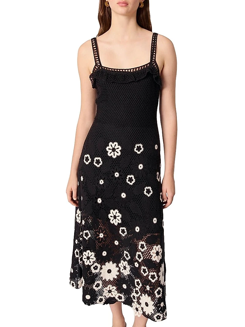 Floral Crochet Midi Dress