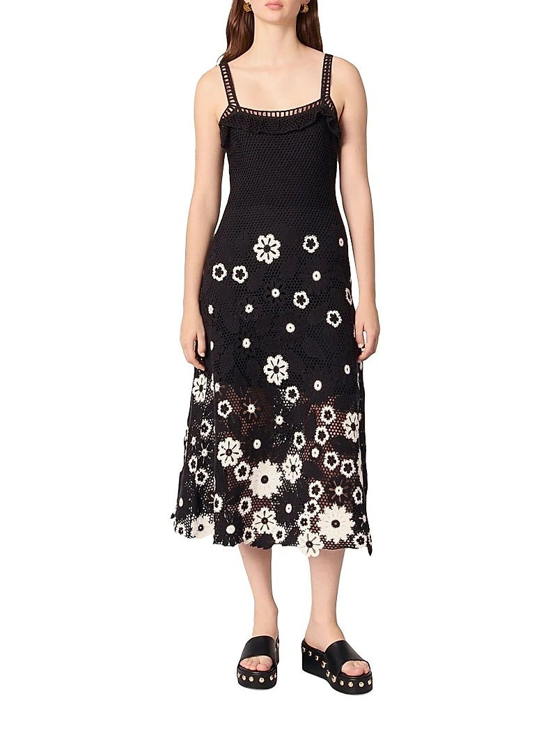 Floral Crochet Midi Dress