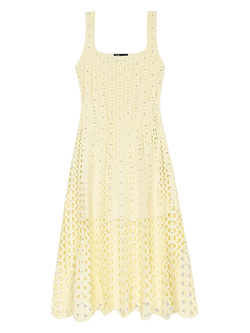 Rhinestone Crochet Maxi Dress