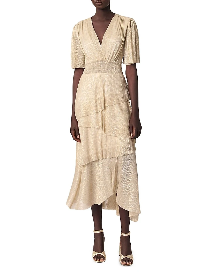 Metallic Ruffled Dress