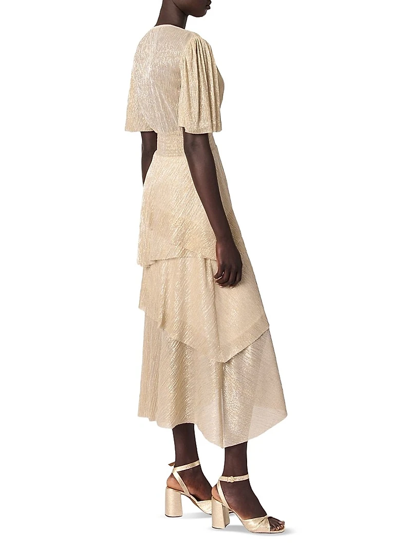 Metallic Ruffled Dress