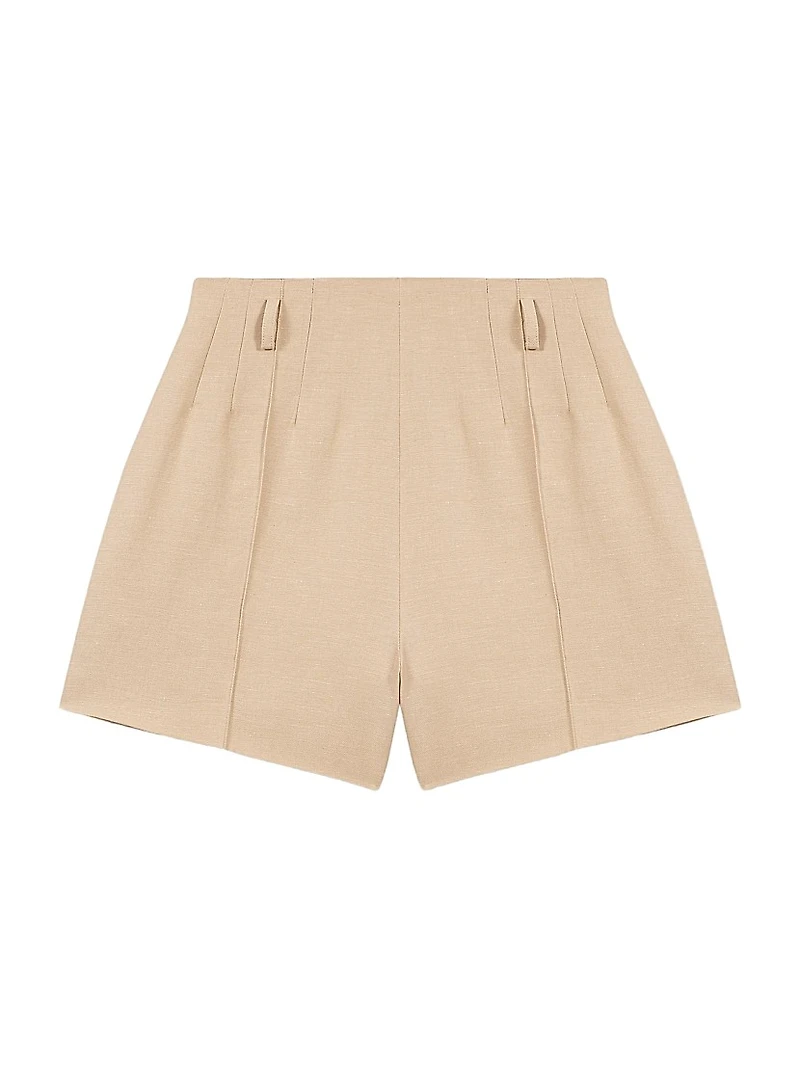 Linen and Cotton Shorts with Darts
