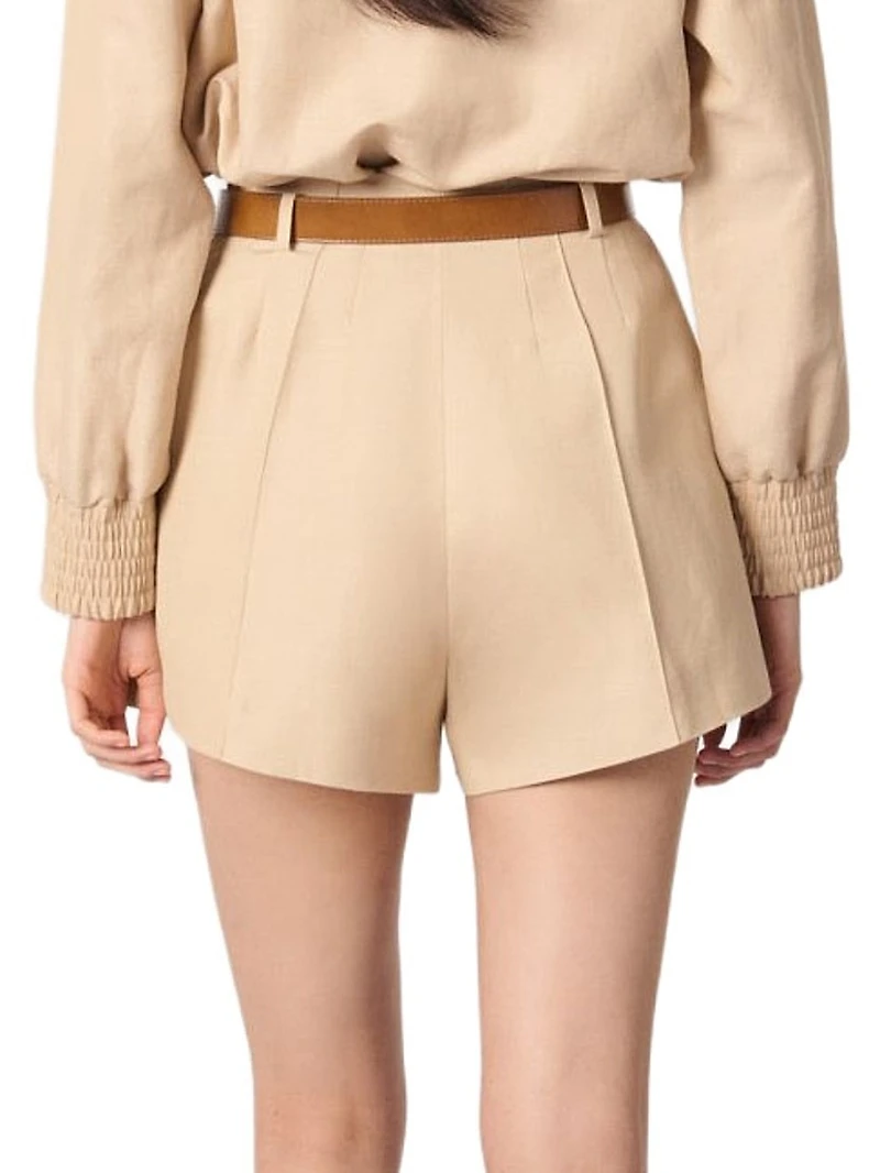 Linen and Cotton Shorts with Darts